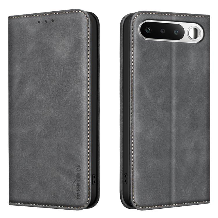 

For Realme 16 5G Global BINFEN COLOR Calfskin Texture Magnetic RFID Vegan Leather Phone Case(Black)