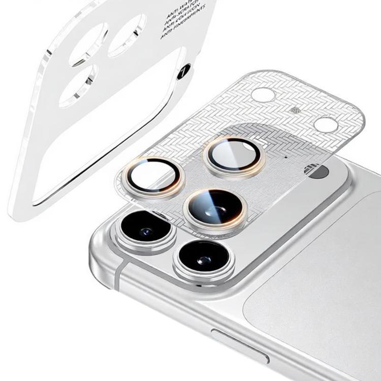 For iPhone 17 Pro Max XDcase Nickel Alloy Integrated Cicada Wing Hollow Base Lens Protector(Silver)