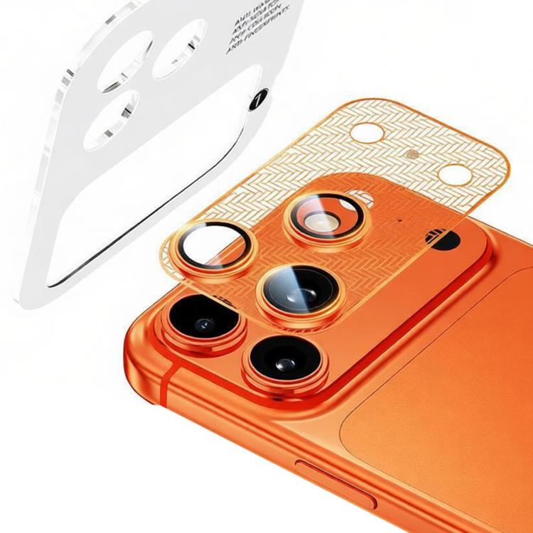 For iPhone 17 Pro XDcase Nickel Alloy Integrated Cicada Wing Hollow Base Lens Protector(Orange)