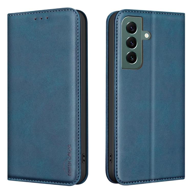 For Samsung Galaxy S26 5G BINFEN COLOR Calfskin Texture Magnetic RFID Vegan Leather Phone Case(Blue) — купить у Sunsky-online WW