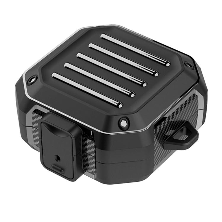 For Samsung Galaxy Buds 4 / 4 Pro Luggage Carbon Fiber Shockproof Earphone Protective Case with Hook(Black)