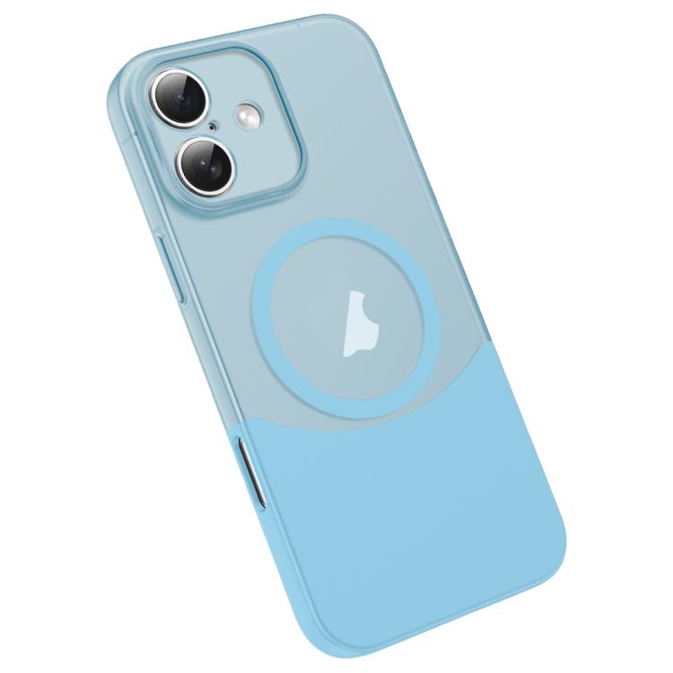 

For iPhone 16 Tenon-and-mortise Splicing Magnetic PC Phone Case(Light Blue)