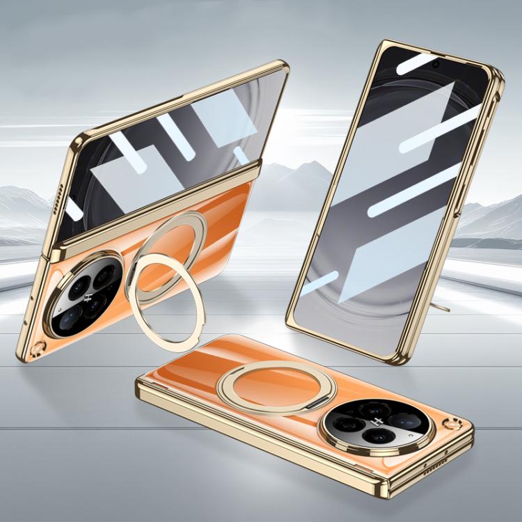 

For OPPO Find N6 5G GKK Integrated Magnetic Folding Hinge Phantom Phone Case with Rotating Holder(Champagne Gold)
