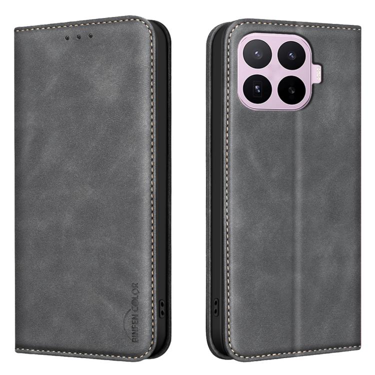 

For Xiaomi 17T Pro 5G BINFEN COLOR Calfskin Texture Magnetic RFID Vegan Leather Phone Case(Black)