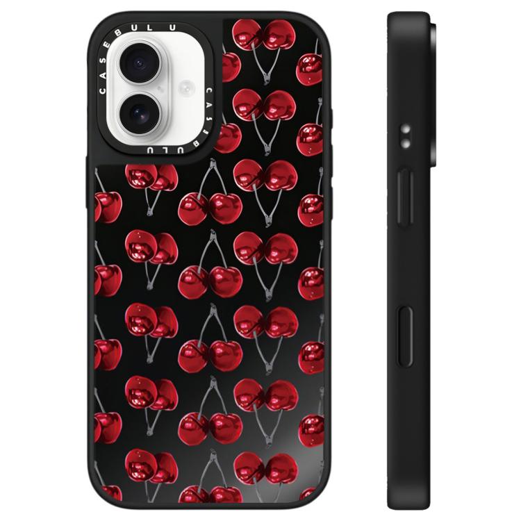 For iPhone 17 Leopard Cherry Series Pattern Camera Control Button Mirror Phone Case(Cherrys)
