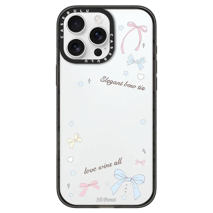 

For iPhone 16 Pro Hi Forest Series Pattern Transparent Acrylic Phone Case(Words Bow-knot)
