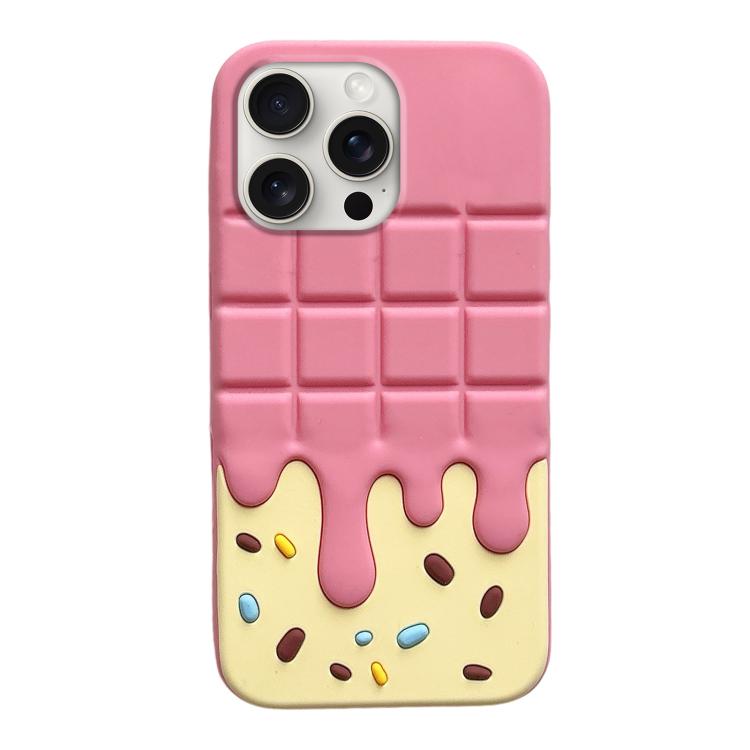 For iPhone 15 Pro Max Candy Chocolate Silicone Phone Case(Yellow Pink)