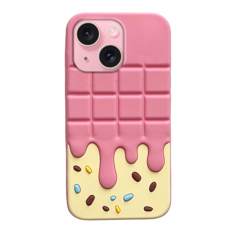 For iPhone 15 Plus Candy Chocolate Silicone Phone Case(Yellow Pink)