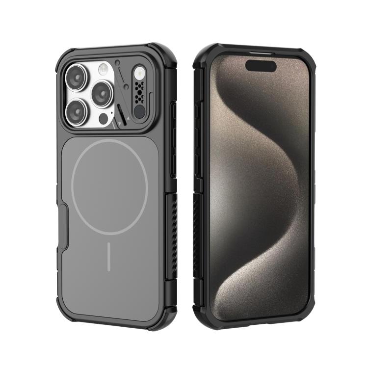 For iPhone 16 Pro Heat Dissipation Air Shockproof TPU + PC Magsafe Phone Case(Black)