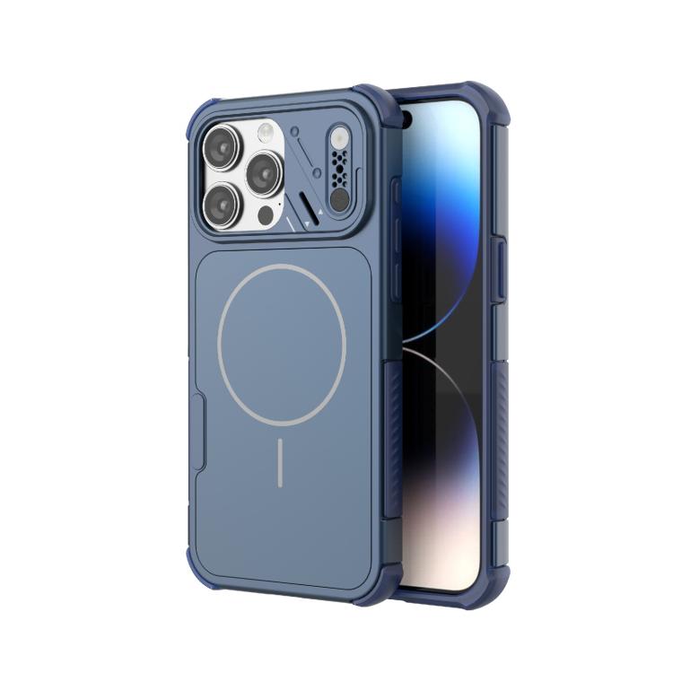 For iPhone 15 Pro Max Heat Dissipation Air Shockproof TPU + PC Magsafe Phone Case(Blue)