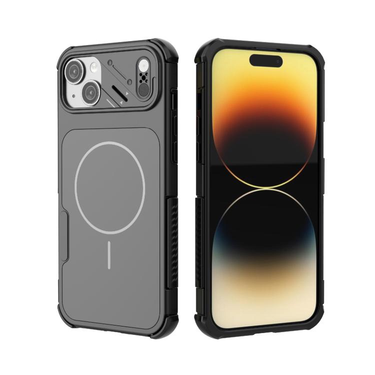 For iPhone 14 Plus Heat Dissipation Air Shockproof TPU + PC Magsafe Phone Case(Black)