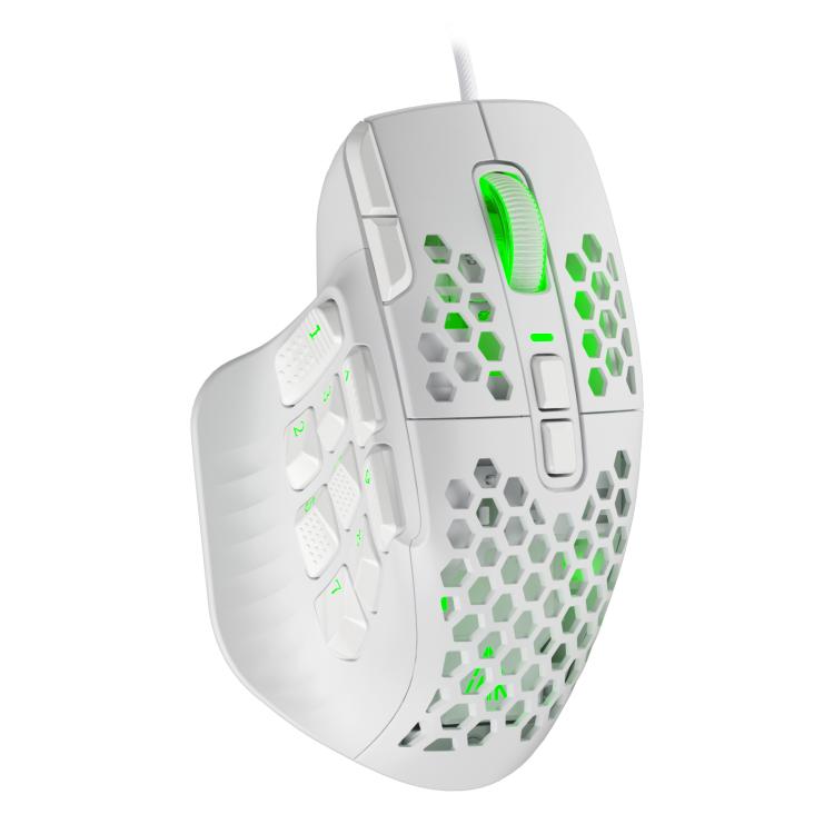

SOLAKAKA SM809 Honeycomb RGB Wired MMO Mouse(White)
