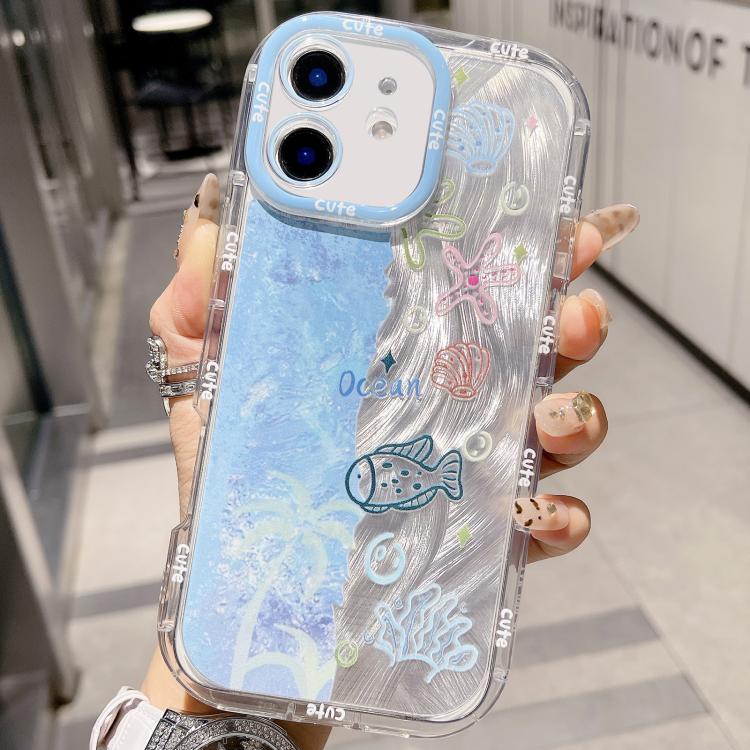 For iPhone 12 IMD Ocean World Puffy Frosted PC Phone Case