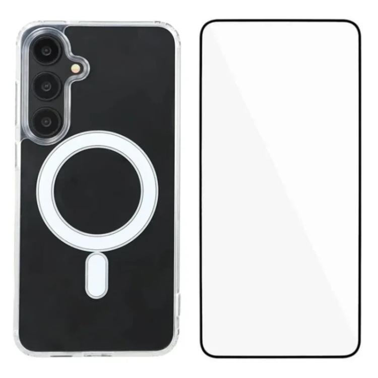 

For Galaxy S26+ 5G WANLONFENG High-Transparency Magnetic Acrylic Phone Case with Screen Protector(Transparent)