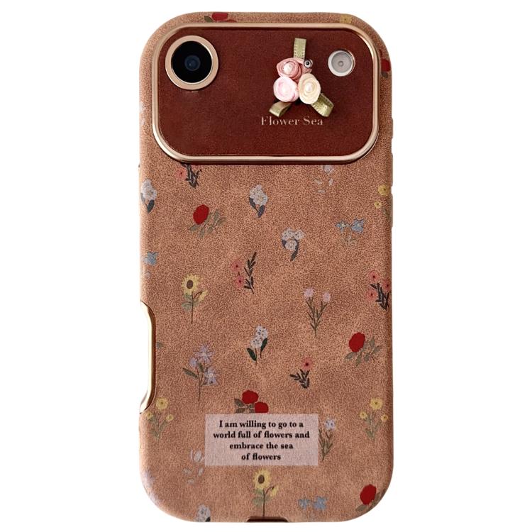 For iPhone Air Large Window Desert Gold Small Floral Soft TPU Phone Case(3D Ribbon Flowers) — купить у Sunsky-online WW