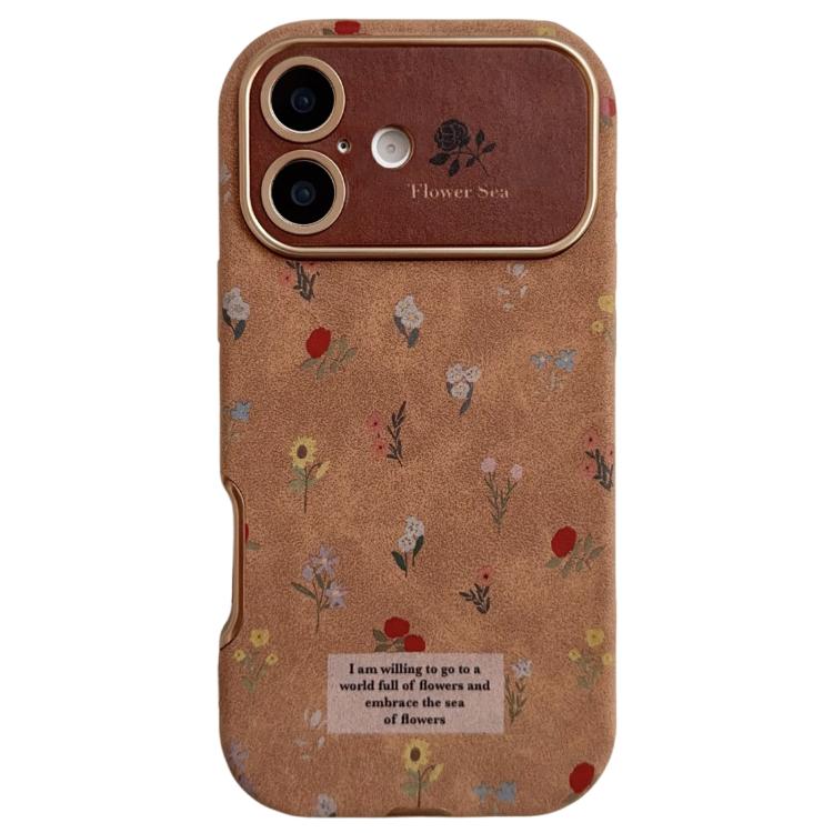 For iPhone 16 Plus Large Window Desert Gold Small Floral Soft TPU Phone Case(Black Rose) — купить у Sunsky-online WW