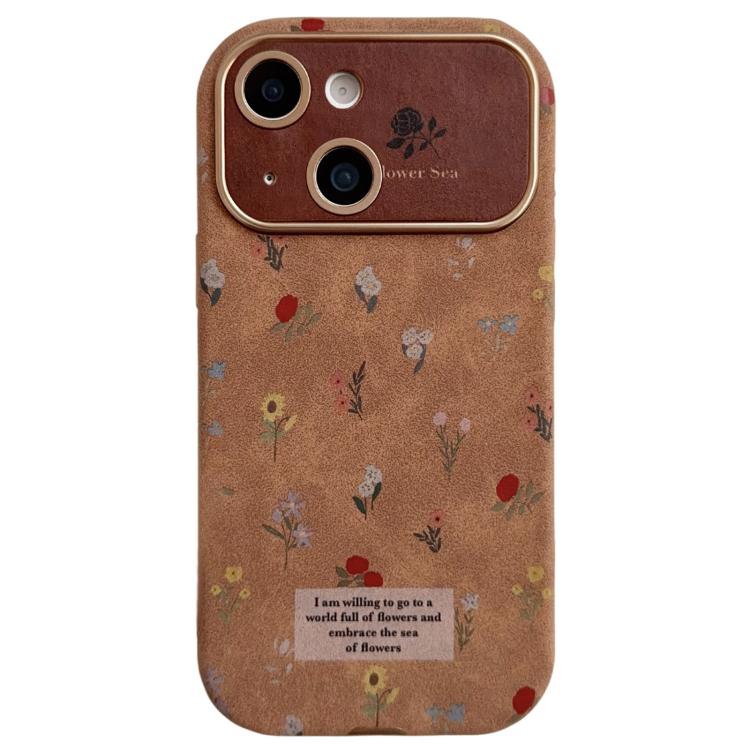 For iPhone 14 Plus Large Window Desert Gold Small Floral Soft TPU Phone Case(Black Rose) — купить у Sunsky-online WW