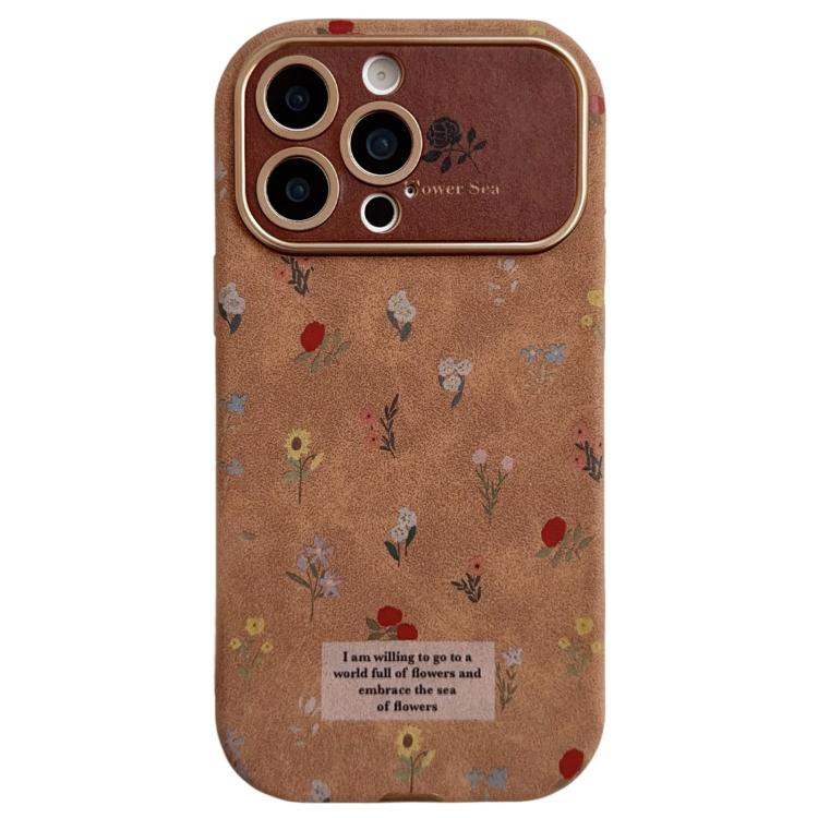 For iPhone 13 Pro Large Window Desert Gold Small Floral Soft TPU Phone Case(Black Rose) — купить у Sunsky-online WW