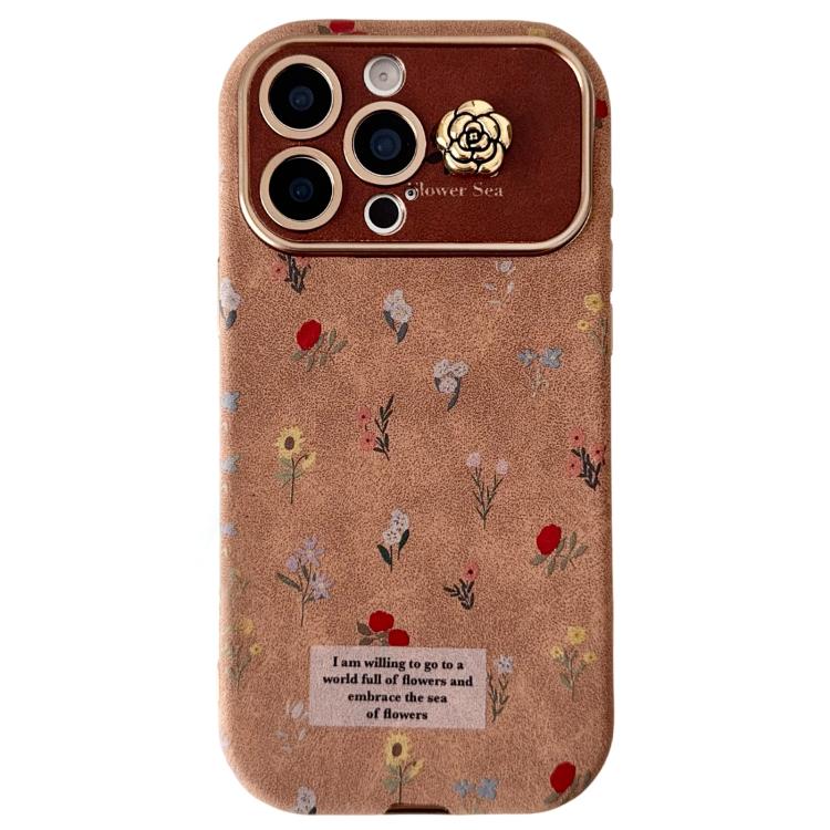 For iPhone 13 Pro Max Large Window Desert Gold Small Floral Soft TPU Phone Case(Gold Camellia) — купить у Sunsky-online WW