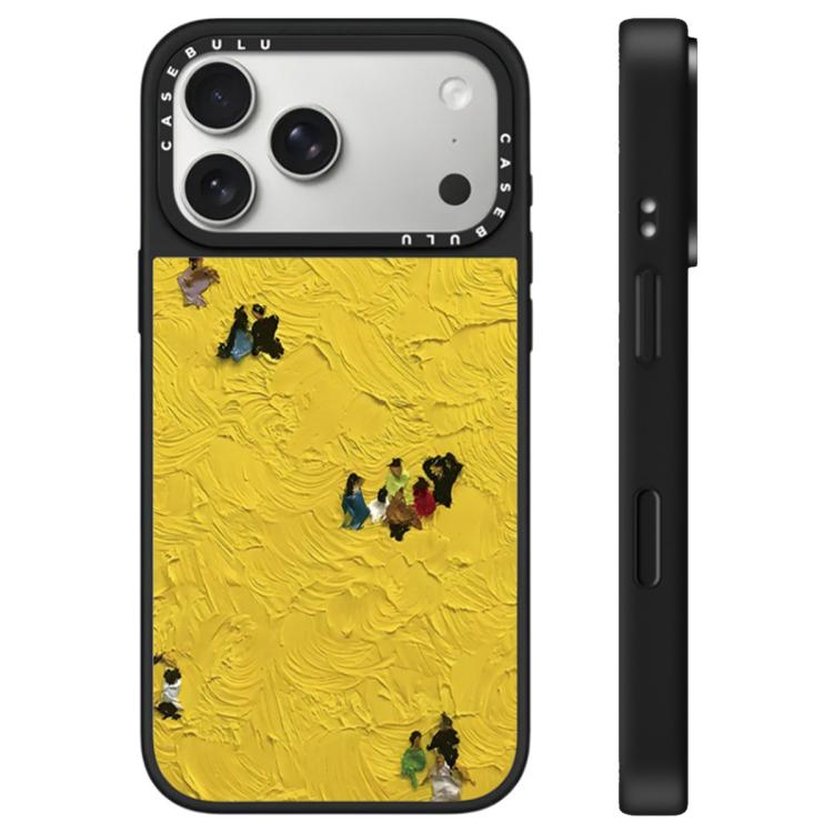 For iPhone 17 Pro Floating Man Series Pattern Mirror Phone Case(Wheat Field)