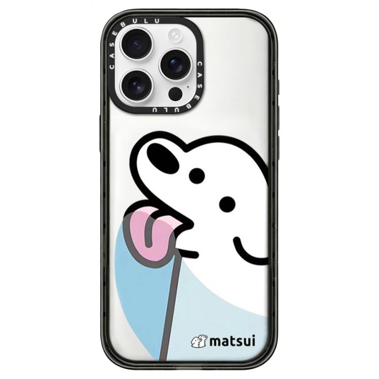 

For iPhone 16 Pro Max Dogs Series Pattern Transparent Acrylic Phone Case(Tongue-Out Puppy)