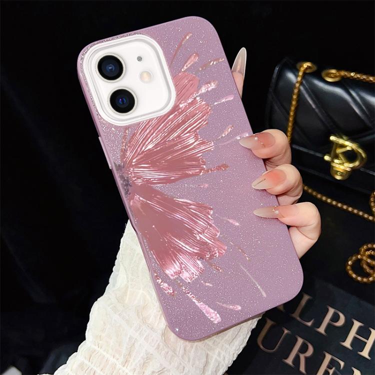 For iPhone 11 Half Butterfly Pattern IMD Glitter PC Hybrid TPU Phone Case(Purple)