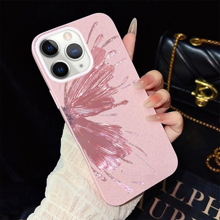 For iPhone 11 Pro Half Butterfly Pattern IMD Glitter PC Hybrid TPU Phone Case(Pink)