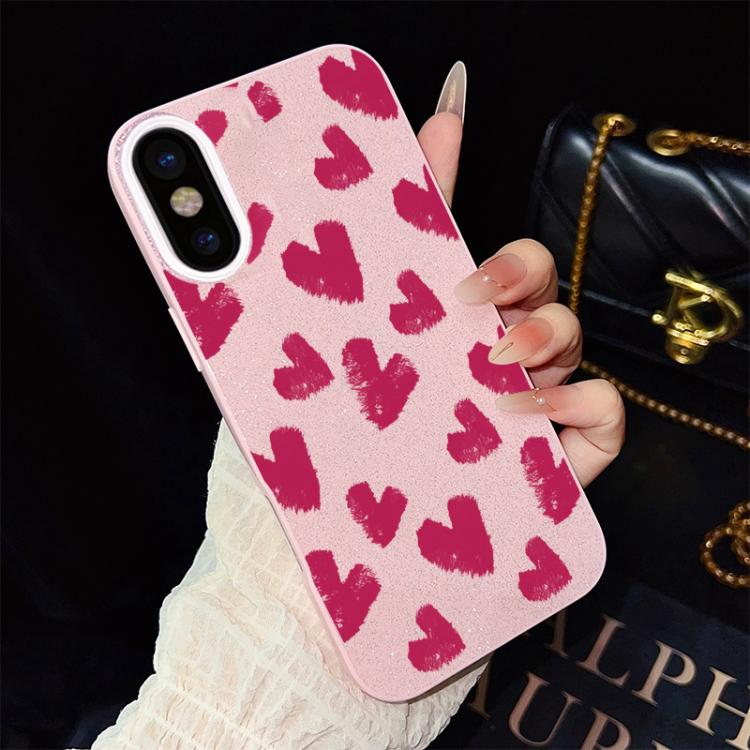For iPhone XS Max Rose Red Hearts Pattern IMD Glitter PC Hybrid TPU Phone Case(Pink) — купить у Sunsky-online WW