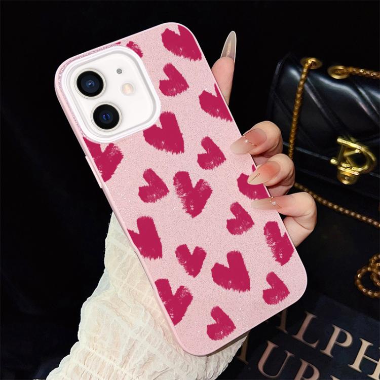 For iPhone 11 Rose Red Hearts Pattern IMD Glitter PC Hybrid TPU Phone Case(Pink) — купить у Sunsky-online WW