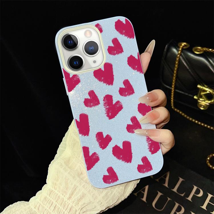 For iPhone 11 Pro Rose Red Hearts Pattern IMD Glitter PC Hybrid TPU Phone Case(Blue) — купить у Sunsky-online WW