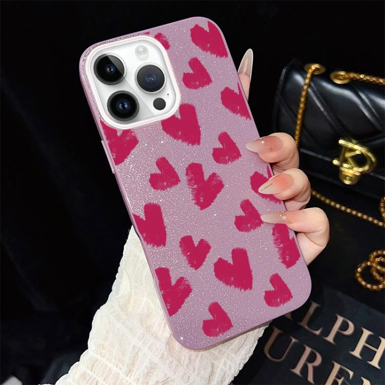 For iPhone 13 Pro Rose Red Hearts Pattern IMD Glitter PC Hybrid TPU Phone Case(Purple) — купить у Sunsky-online WW