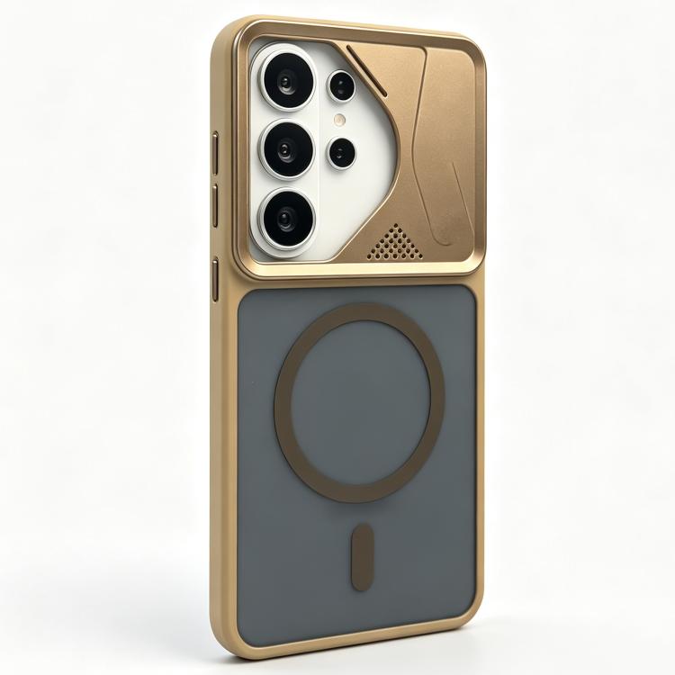 For Galaxy S25 Ultra 5G Translucent Frosted Magnetic PC Hybrid TPU Phone Case(Gold)