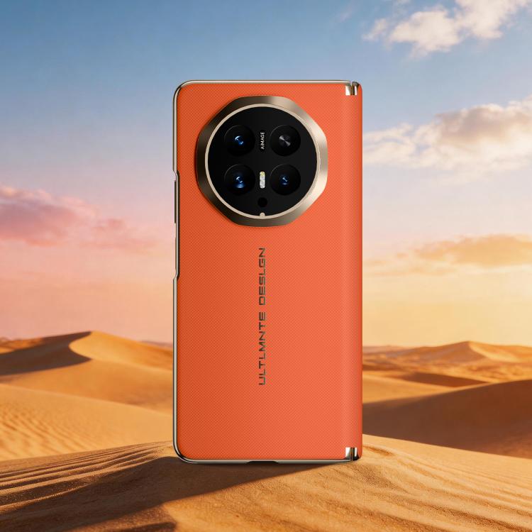 For Honor Magic V6 Woven Leather Series Brushed Magnetic Phone Case(Orange)