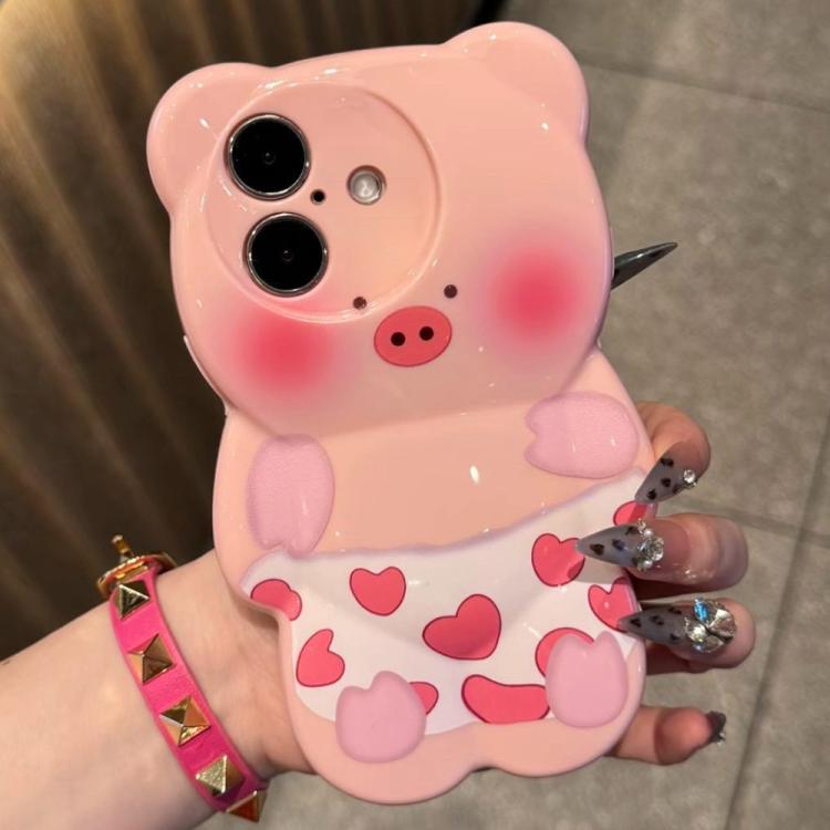 For iPhone 16 Plus Cute 3D Pig Shockproof TPU Phone Case(Love Pig) — купить у Sunsky-online WW