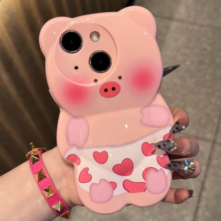 For iPhone 14 Cute 3D Pig Shockproof TPU Phone Case(Love Pig) — купить у Sunsky-online WW