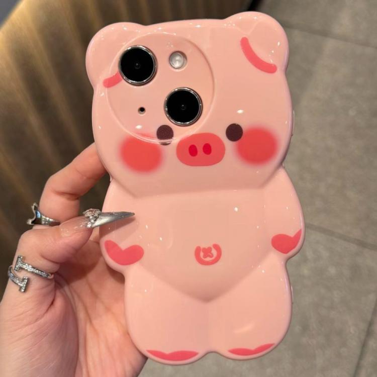 For iPhone 13 Cute 3D Pig Shockproof TPU Phone Case(Belly Button Pig)