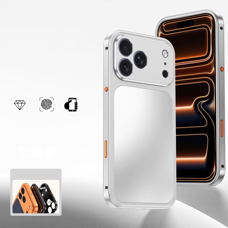 For iPhone 17 Pro Cooling Spring Buckle Metal Frame Phone Case(Ttanium Silver)