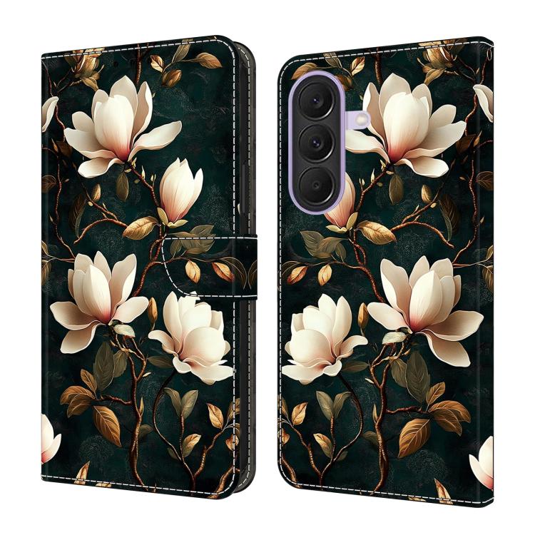 For Galaxy A57 5G Crystal-Like Painted Vegan Leather Phone Case(Magnolia)