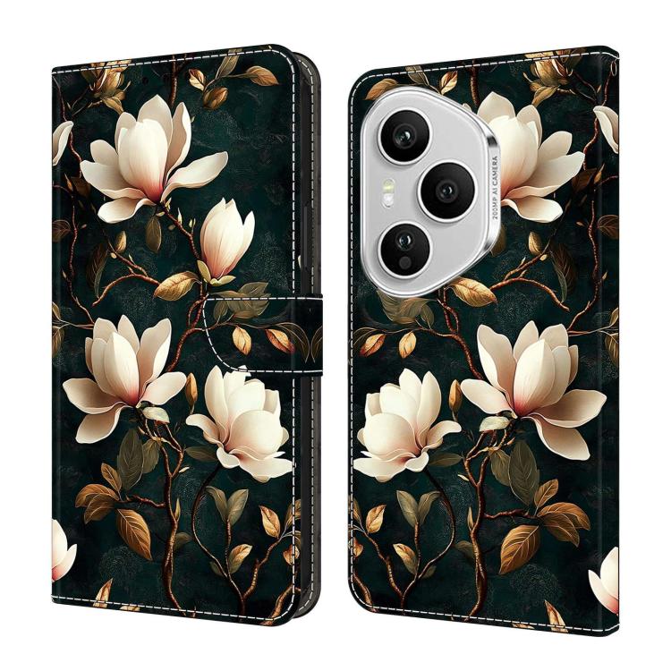 

For Honor 400 Pro Global 160.8mm Crystal-Like Painted Vegan Leather Phone Case(Magnolia)