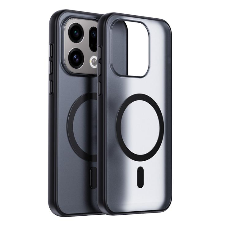 For OPPO Find X9 Boundless Transparent Series Skin Feel Frosted Clear Magnetic Phone Case(Transparent Black)