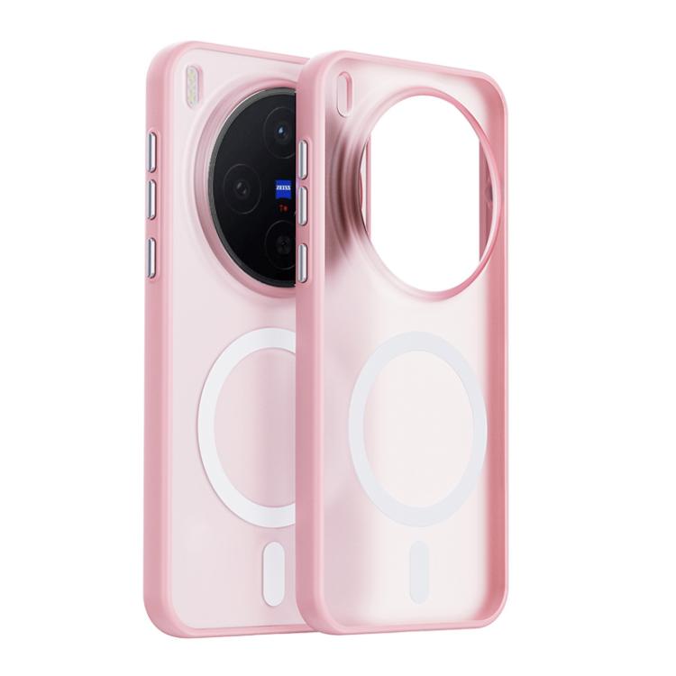 For vivo X300 Boundless Transparent Series Skin Feel Frosted Clear Magnetic Phone Case(Transparent Pink)