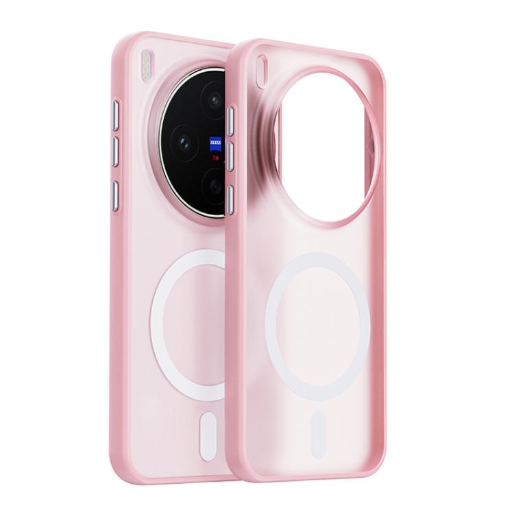 For vivo X300 Pro Boundless Transparent Series Skin Feel Frosted Clear Magnetic Phone Case(Transparent Pink)