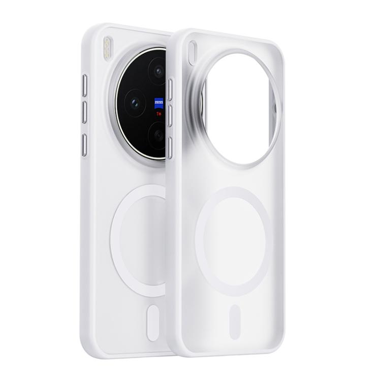 For vivo X300s Boundless Transparent Series Skin Feel Frosted Clear Magnetic Phone Case(Transparent White)