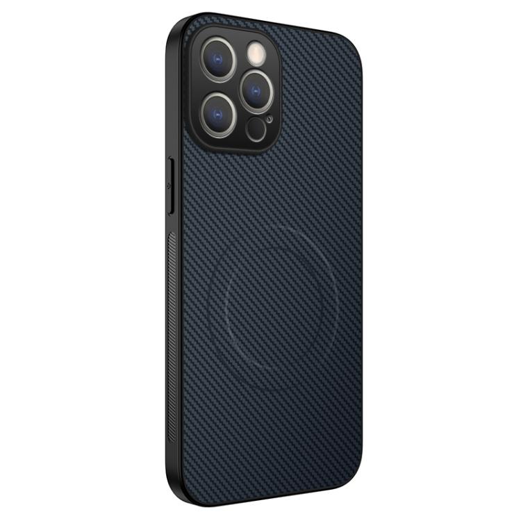 For iPhone 11 Pro WANLONFENG TQ Series Magnetic Carbon Fiber Texture PC Hybrid TPU Phone Case(Sapphire Blue)