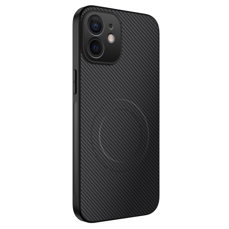For iPhone 11 WANLONFENG TQ Series Magnetic Carbon Fiber Texture PC Hybrid TPU Phone Case(Black)