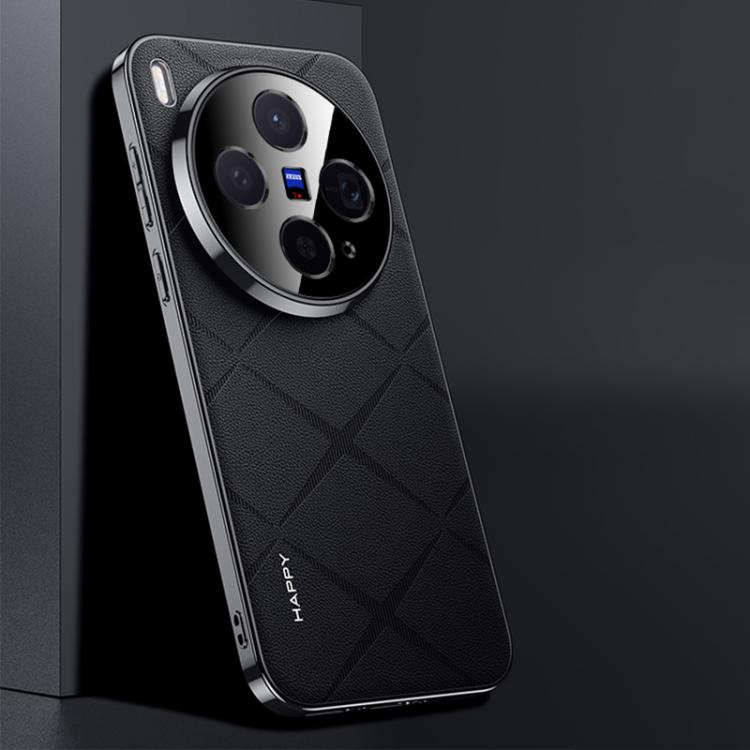 For vivo X300s Plain Leather PC Phone Case(Black)