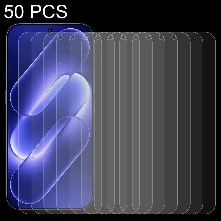 For Xiaomi 18 Pro Max 5G 50 PCS/Pack 0.18mm High Aluminum Tempered Glass Film, Support Fingerprint Unlocking