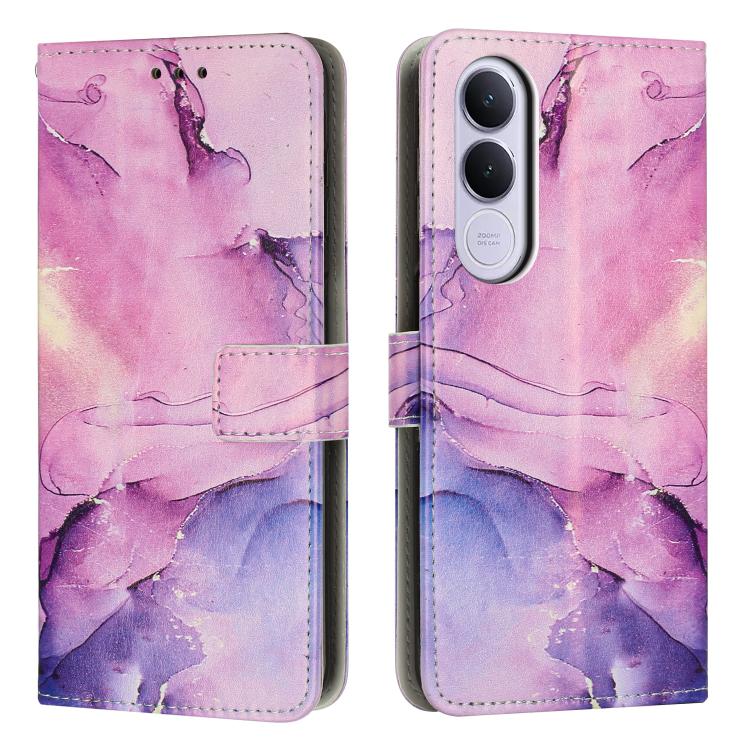 

For vivo V70 FE 5G Painted Marble Pattern Leather Phone Case(Purple)