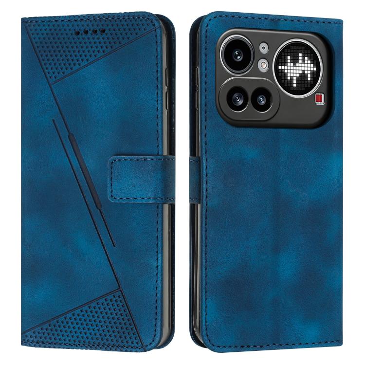 

For Nothing Phone 4a Pro Dream Triangle Leather Phone Case with Lanyard(Blue)