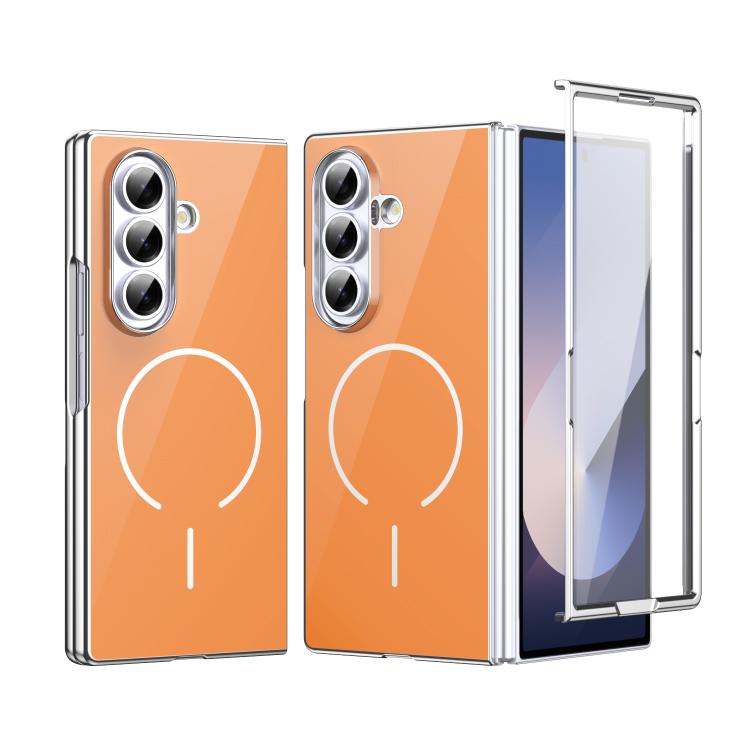 

For Galaxy Z Fold7 5G Integrated Glass Scratch Resistant Magnetic Phone Case(Orange)